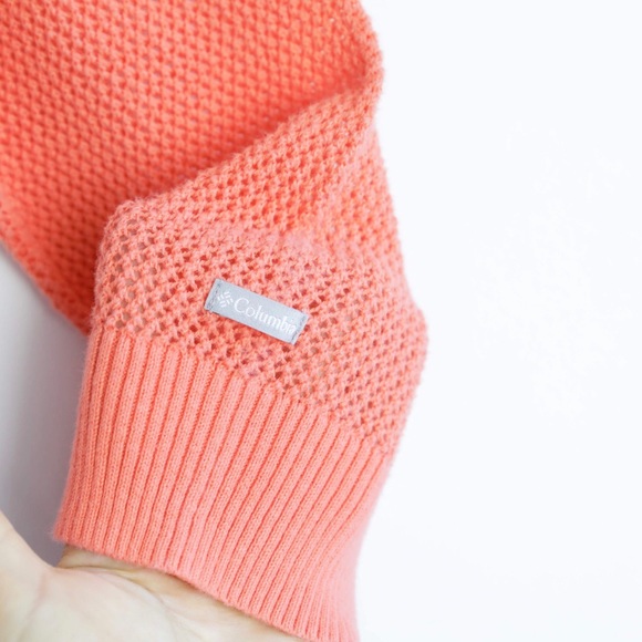 Columbia knit mesh net orange cotton sweater Small - Picture 4 of 6